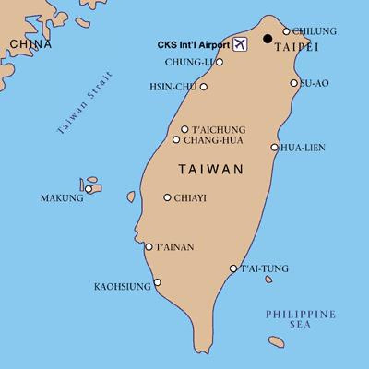 Taiwan aeroport internacional mapa