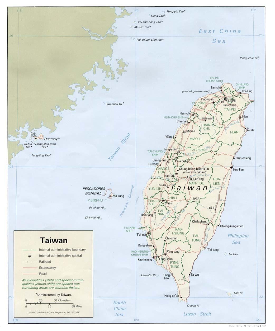 Taiwan autobús mapa de rutes
