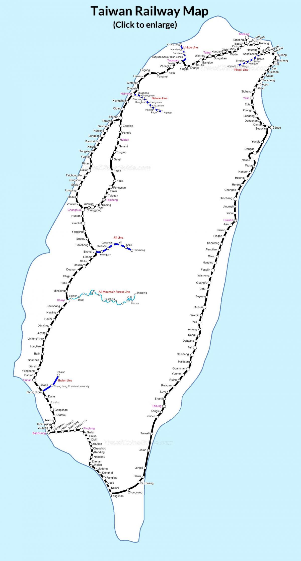 Taiwan tren d'alta velocitat mapa