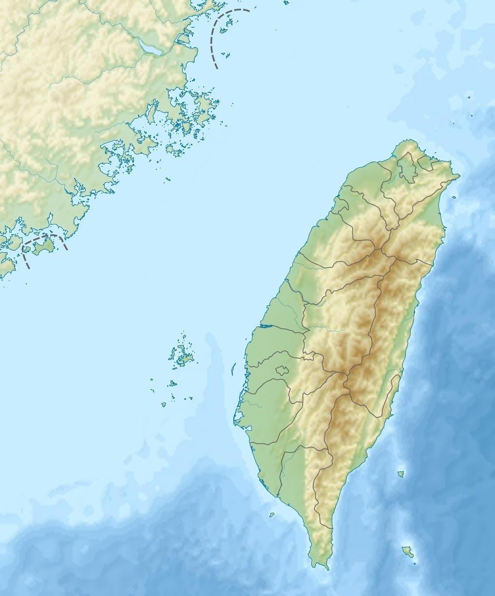 Mapa de Taiwan elevació