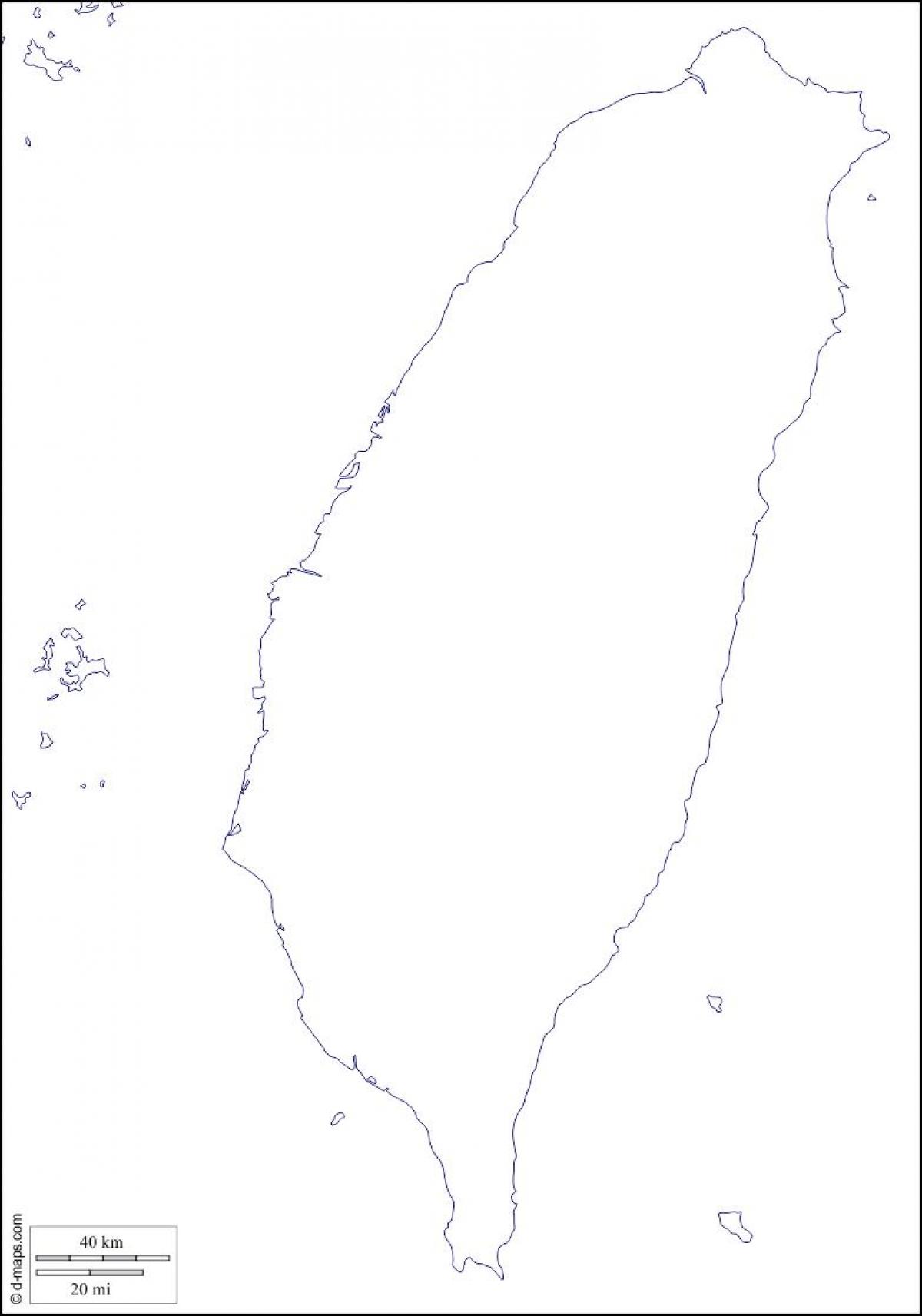 Mapa de Taiwan en blanc