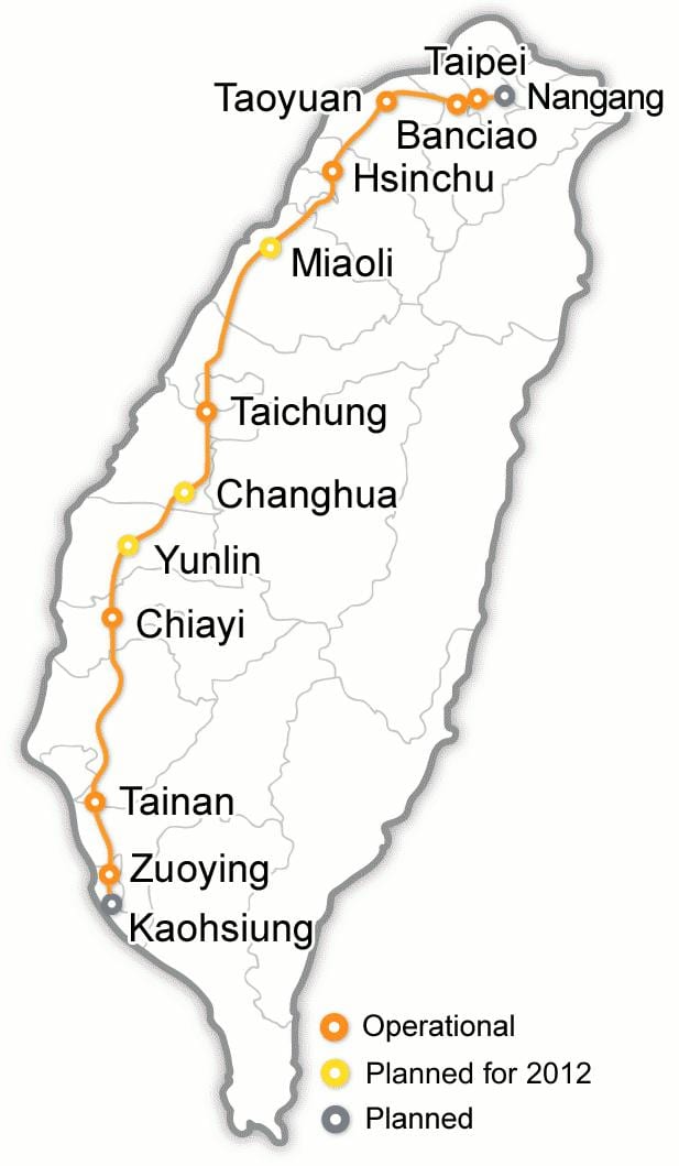Taiwan tren bala mapa