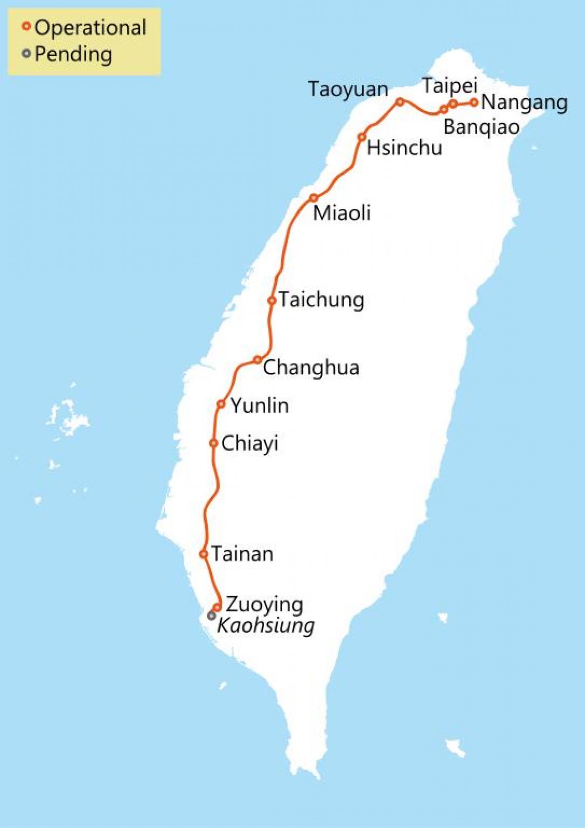 Taiwan ferrocarril d'alta velocitat mapa de rutes