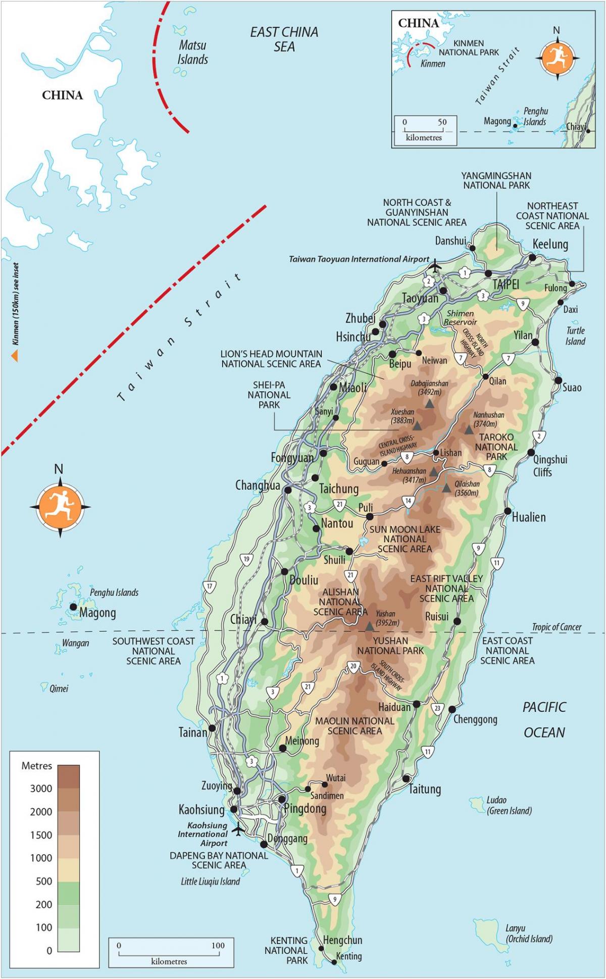Mapa de Taiwan llocs d'interès