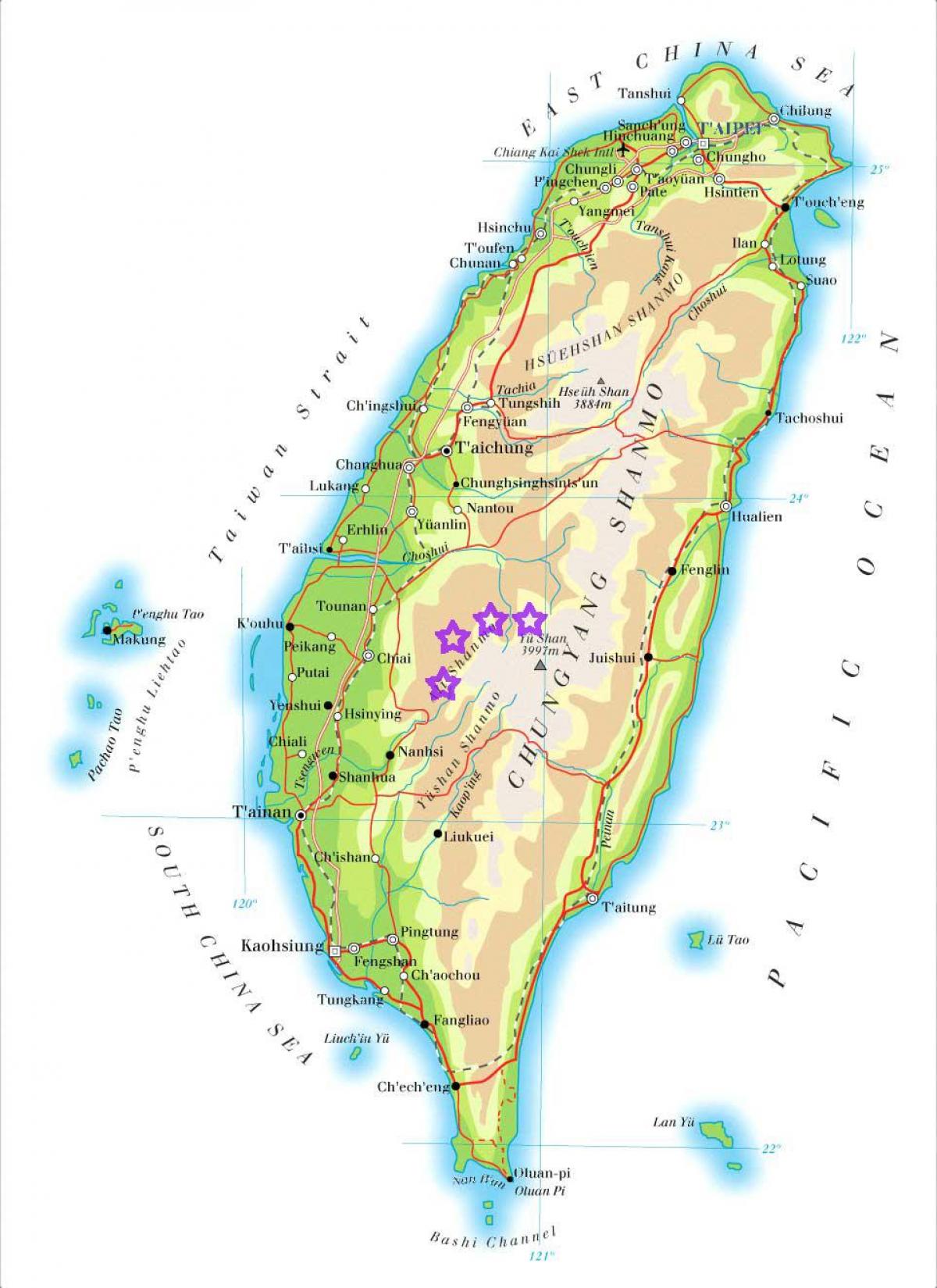 Mapa de Taiwan muntanyes