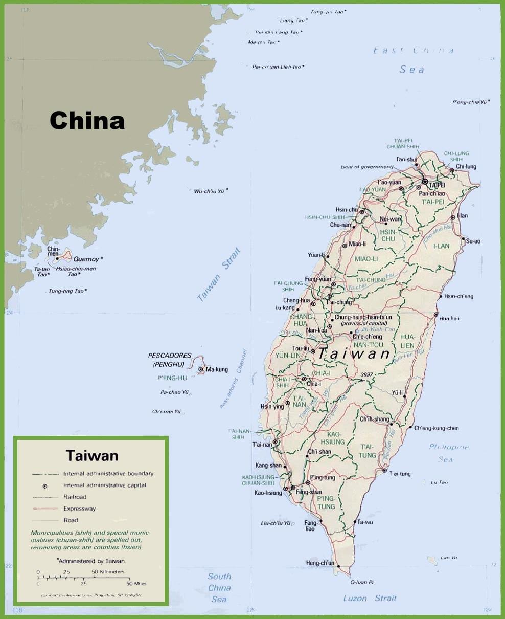 un mapa de Taiwan