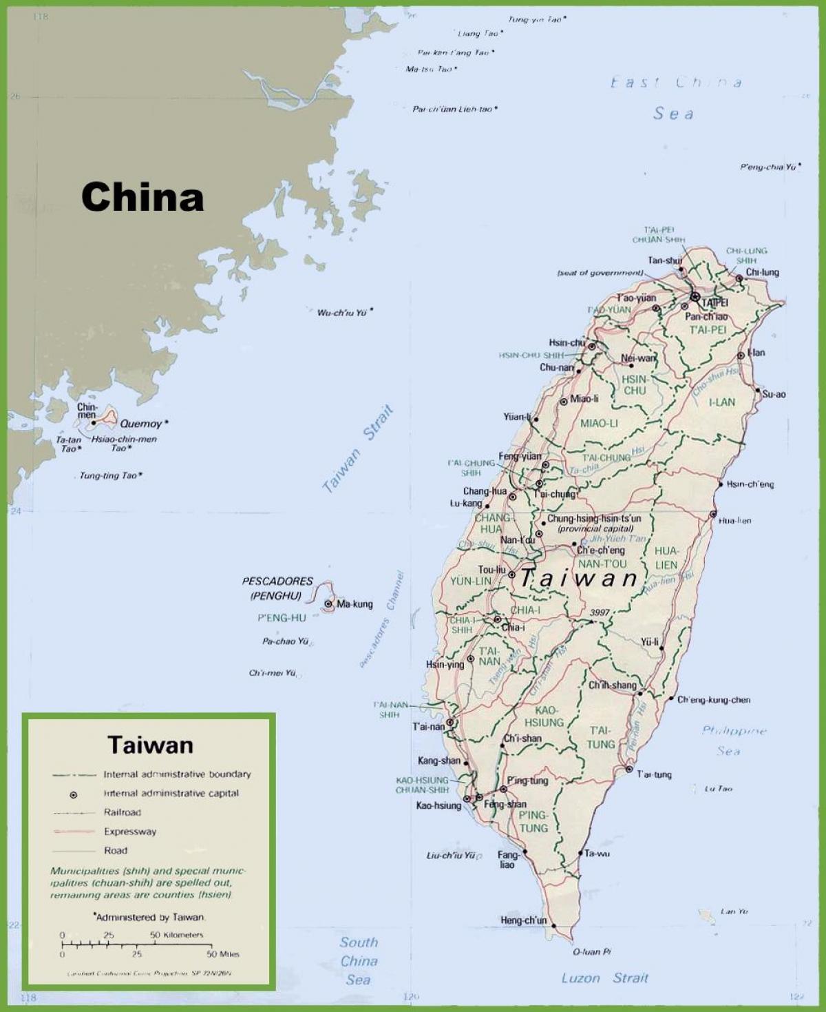 un mapa de Taiwan