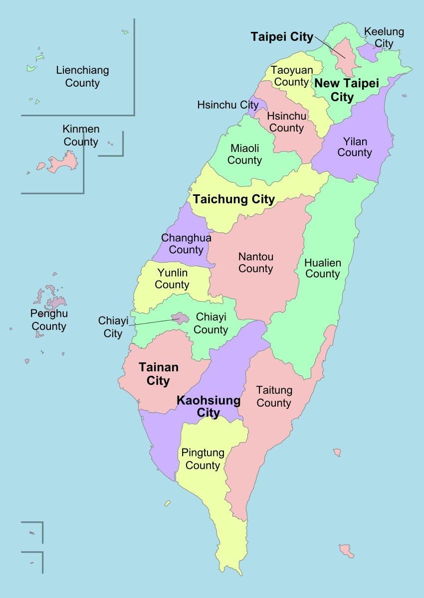 Mapa de Taiwan política