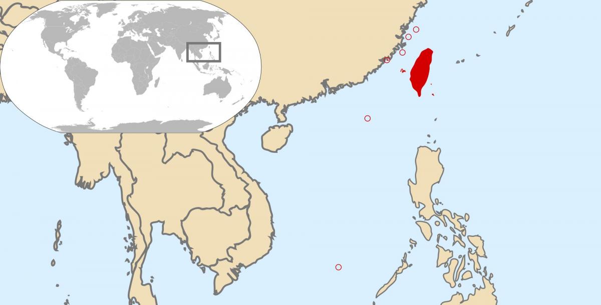 mapa del món que mostra Taiwan