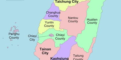 Mapa de Taiwan comarca 