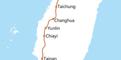 Taiwan ferrocarril d'alta velocitat mapa de rutes