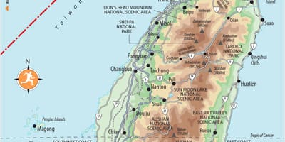 Mapa de Taiwan llocs d'interès